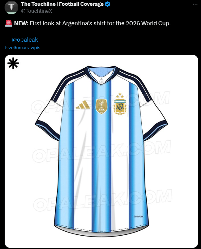 Tak za rok mają wyglądać KOSZULKI ARGENTYNY na MŚ 2026!